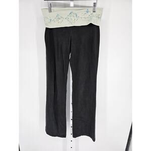 Y2K PINK by Victorias Secret Sz M Yoga Pants Black Fold Over Waist Sequins